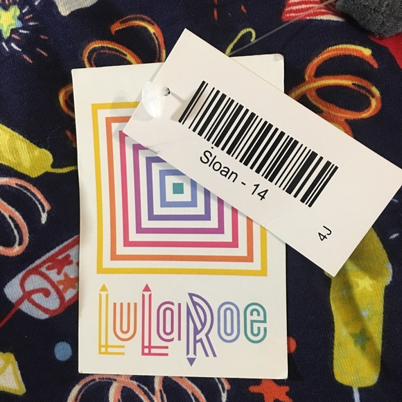 LuLaRoe Sloan Junior Fireworks Print Baseball Style T-Shirt Size 14 - Picture 9 of 11